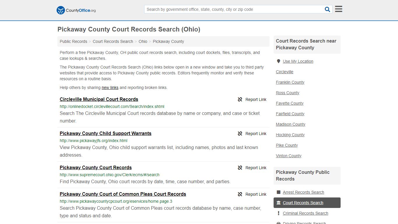Pickaway County Court Records Search (Ohio) - County Office